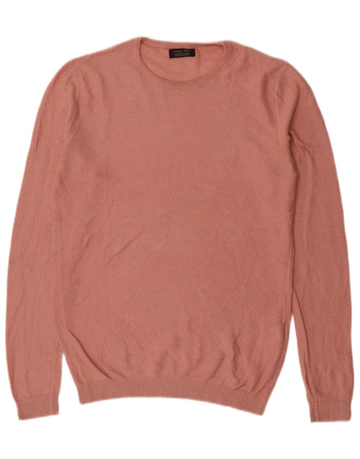 Zara Hombre Jersey Cuello Redondo Jersey Acrílico Rosa Medio