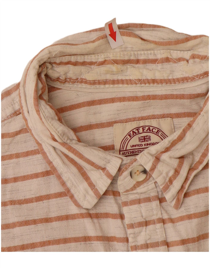 Camisa de manga corta para hombre Fat Face de algodón a rayas blancas grandes