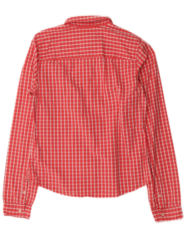 Abercrombie & Fitch Camisa para mujer Reino Unido 12 Algodón a cuadros rojos medianos