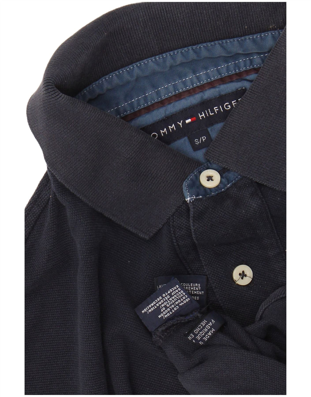TOMMY HILFIGER Polo para hombre pequeño azul marino algodón