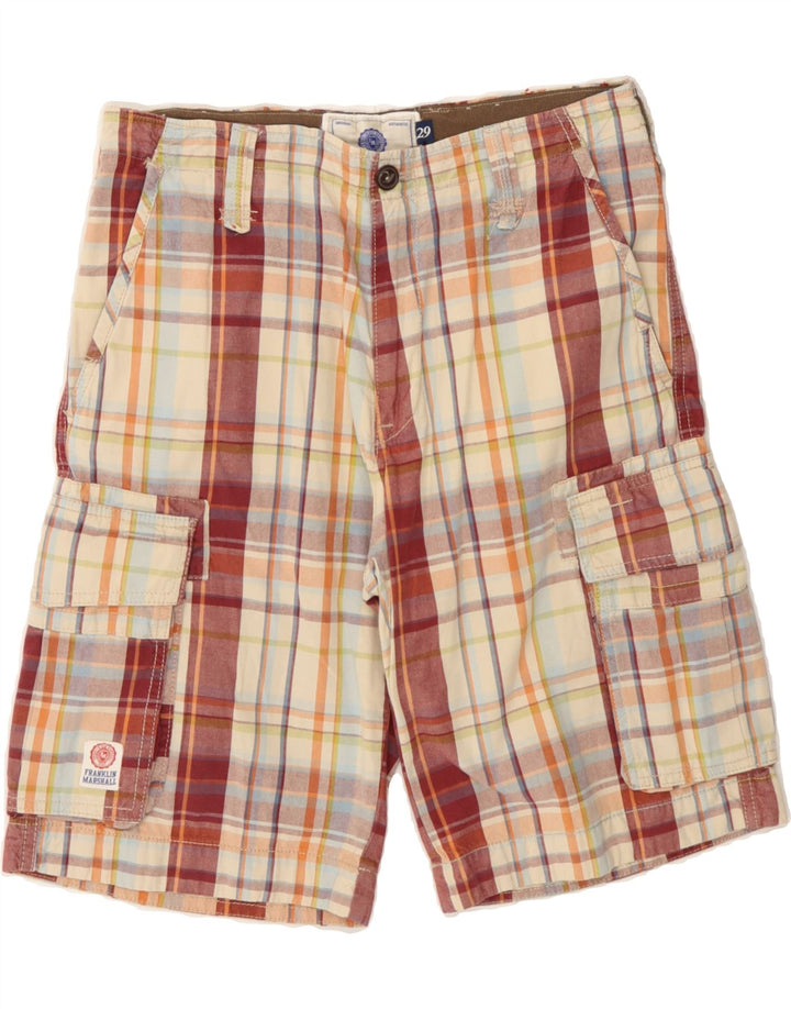 FRANKLIN & MARSHALL Mens Cargo Shorts W29 Small Multicoloured Check Vintage Franklin & Marshall and Second-Hand Franklin & Marshall from Messina Hembry 