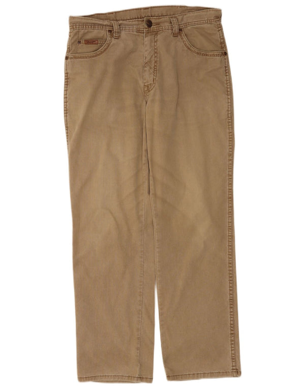 Wrangler Pantalones casuales rectos elásticos Texas para hombre W33 L30 Algodón beige