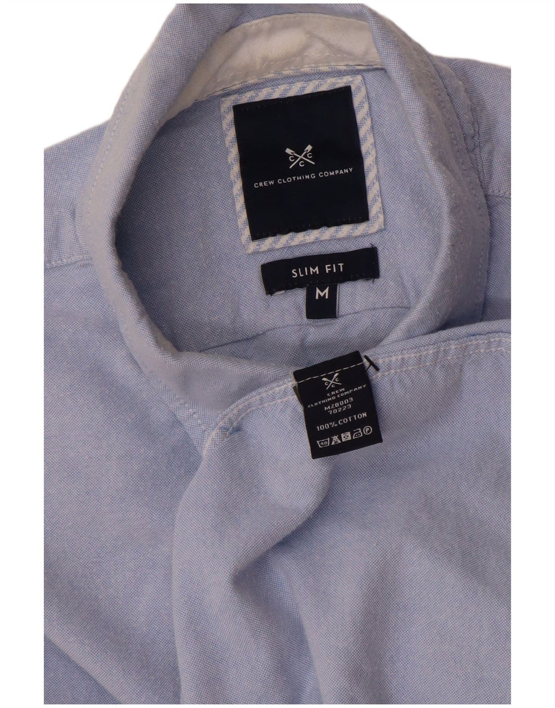 CREW CLOTHING Camisa ajustada para hombre de algodón azul medio