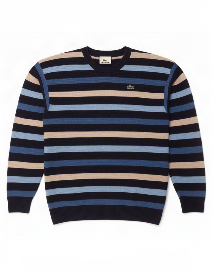 Lacoste Jersey con cuello redondo para niño 11-12 años, multicolor a rayas