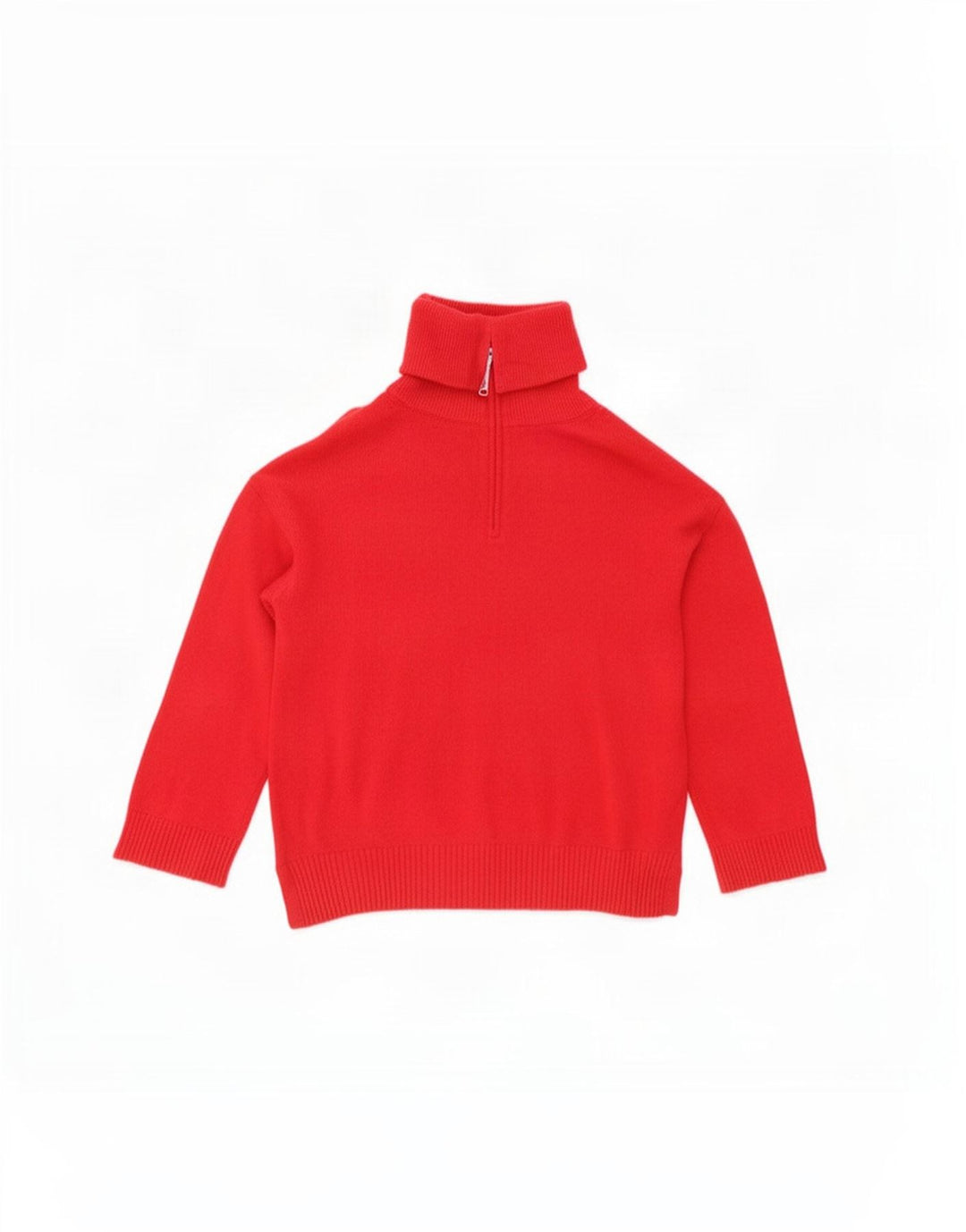 Massimo Dutti Jersey Mujer con Cremallera y Cuello UK 46 Large Lana Roja