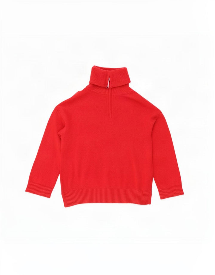 Massimo Dutti Jersey Mujer con Cremallera y Cuello UK 46 Large Lana Roja