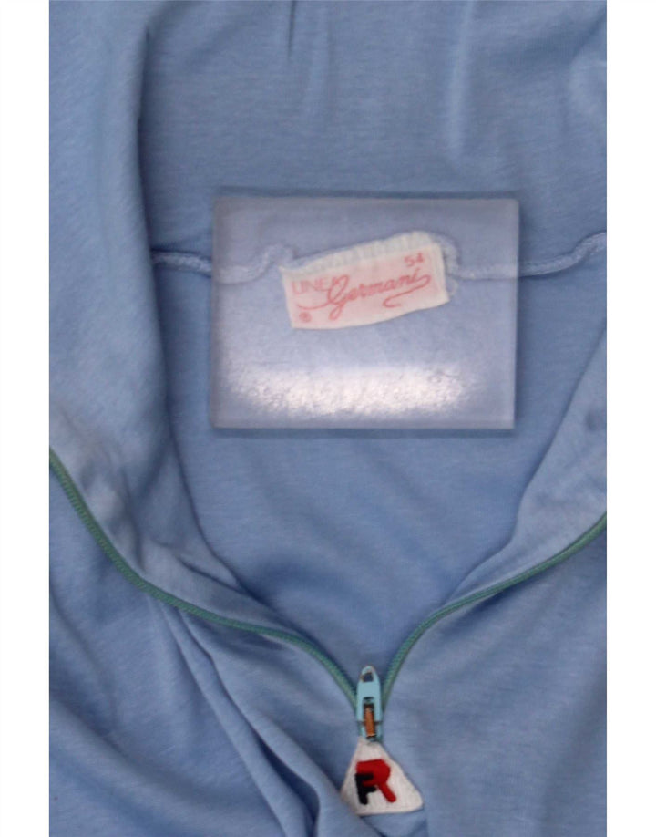 Vintage Hombres 1/4 Zip Top Manga Larga XL Azul