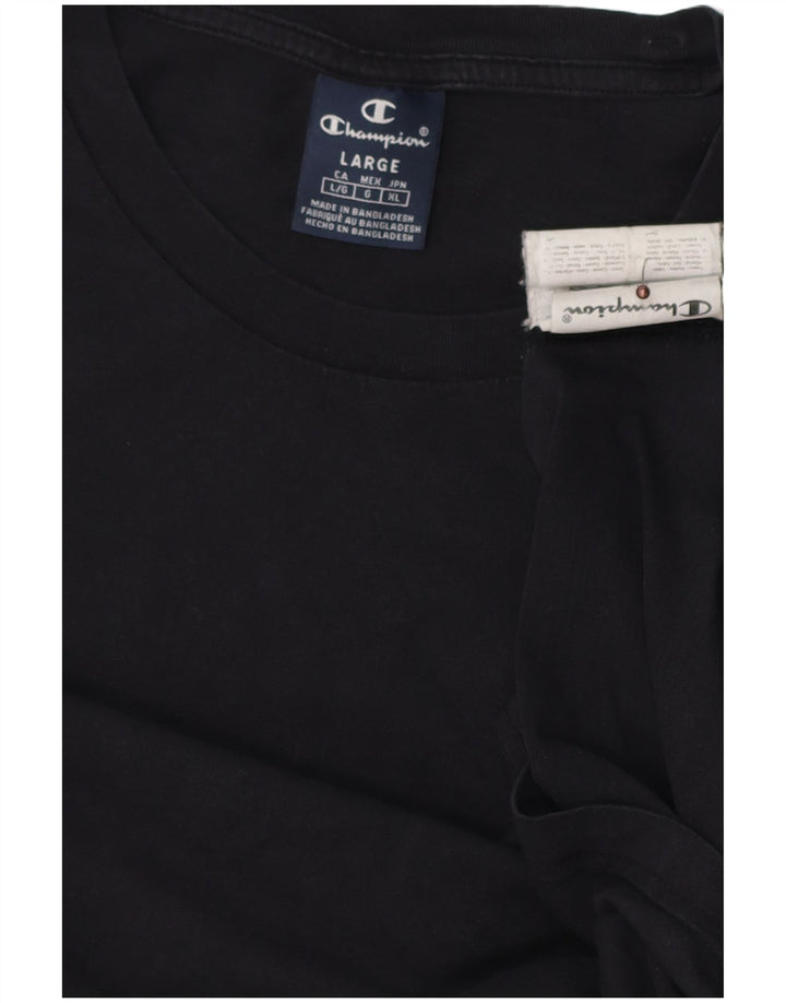 CHAMPION Mens T-Shirt Top Large Black Cotton