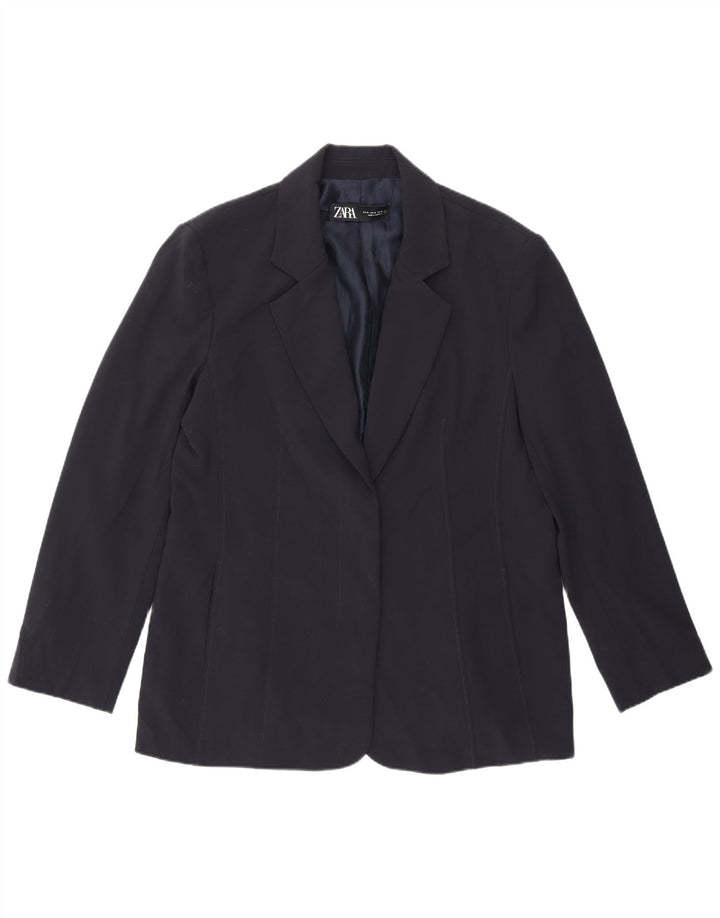 Zara Mujer Blazer Chaqueta ES 40 XL Poliéster Azul Marino