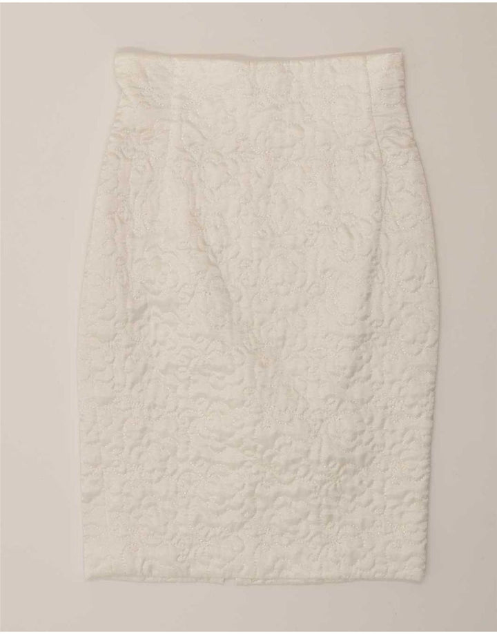 Conjunto de falda vintage de 2 piezas para mujer IT 44 Medio W28 Viscosa blanca