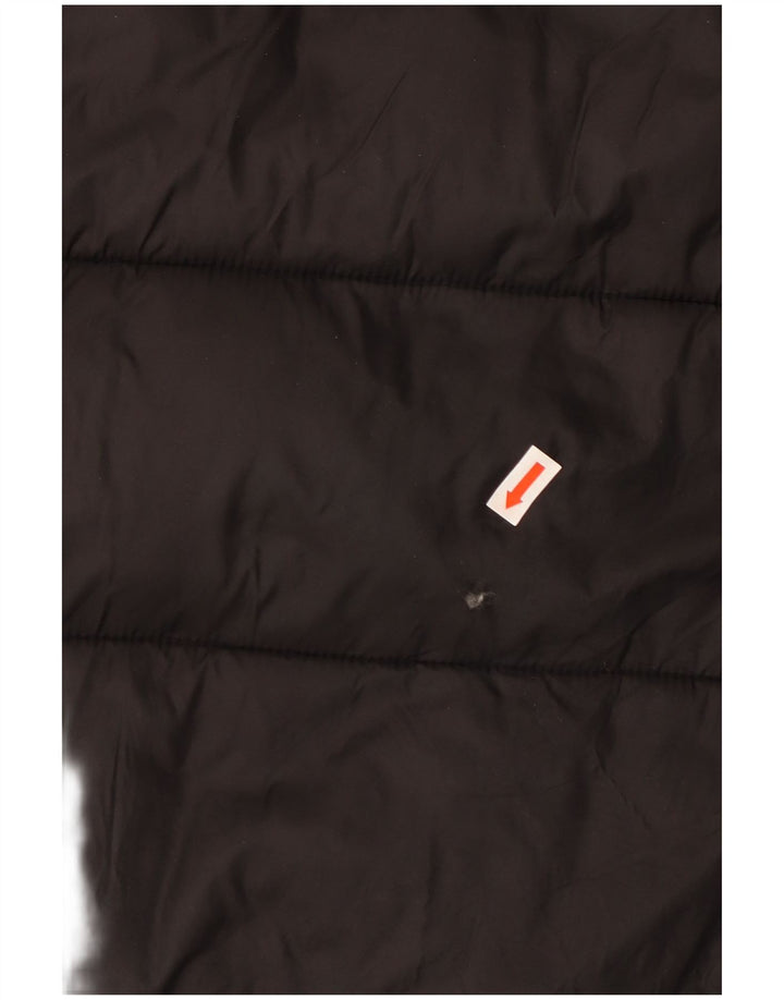 ZARA Mujer Abrigo Acolchado Extragrande Con Capucha UK 40 Small Poliéster Negro