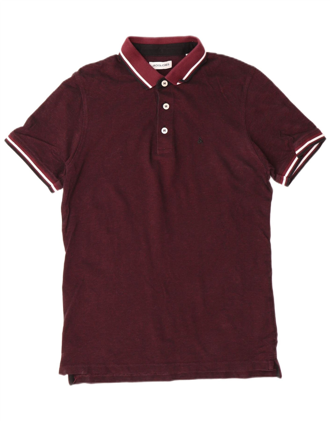Jack & Jones Polo de manga corta para hombre de algodón burdeos medio clásico