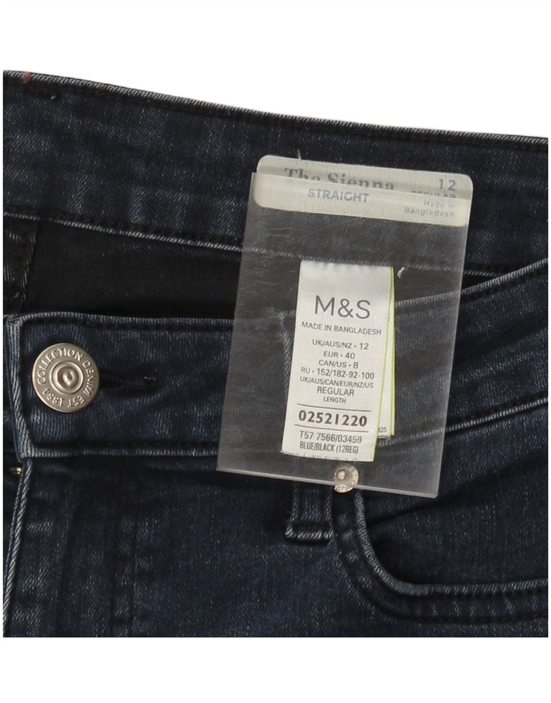 MARKS & SPENCER Vaqueros rectos para mujer UK 12 Medium W30 L30 Azul marino
