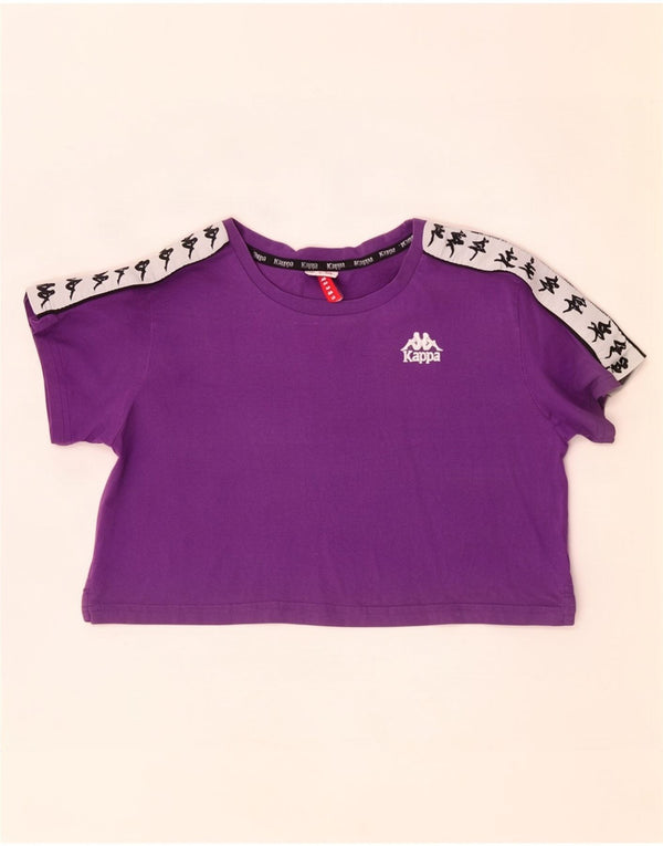 Kappa Womens Crop Graphic T-Shirt Top UK 6 XS Purple Colourblock