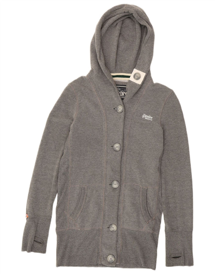 Superdry Chaqueta de chándal con capucha para mujer, talla 44, algodón gris medio