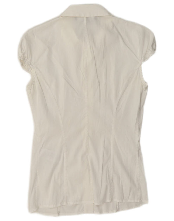 Elisabetta Franchi Blusa de manga corta para mujer IT 40 Small White