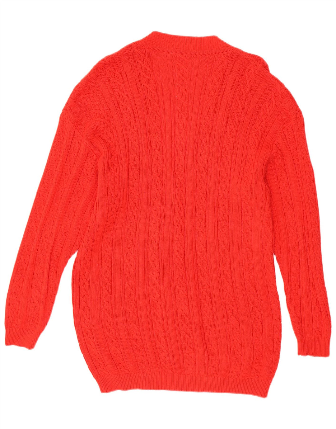 VINTAGE Mujer Oversize Longline Cardigan Suéter Reino Unido 10 Pequeño Algodón Rojo