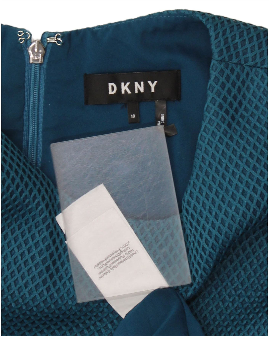 DKNY Vestido sin mangas para mujer, talla 10, poliéster geométrico azul grande