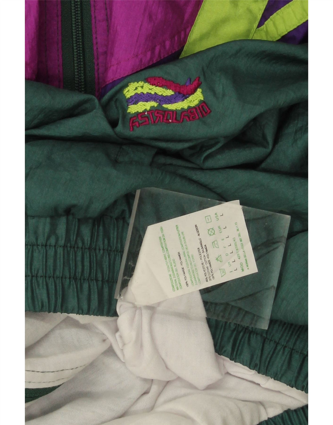 Vintage hombres oversize chándal top chaqueta grande verde colorblock