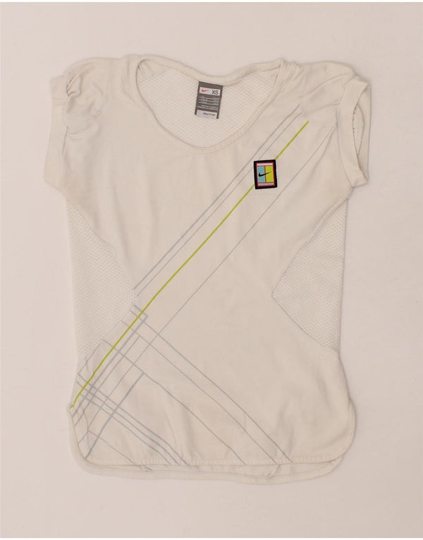 NIKE Womens T-Shirt Top UK 4/6 XS White Cotton