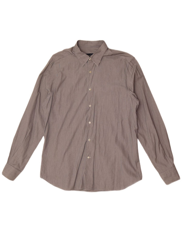 Camisa Massimo Dutti Hombre Slim Fit XL Algodón Rayas Grises
