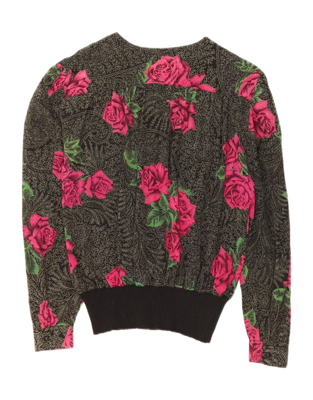 FERRETTI Blusa de manga larga para mujer IT 48 XL Seda floral negra