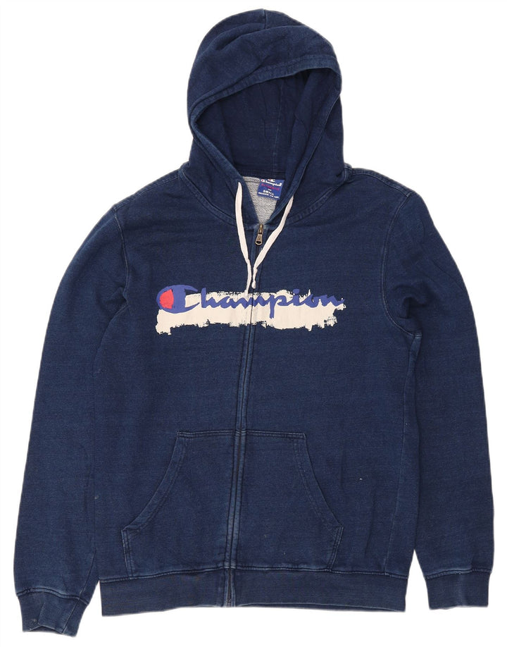 CHAMPION Suéter con capucha y cremallera gráfica para hombre Pequeño Azul marino