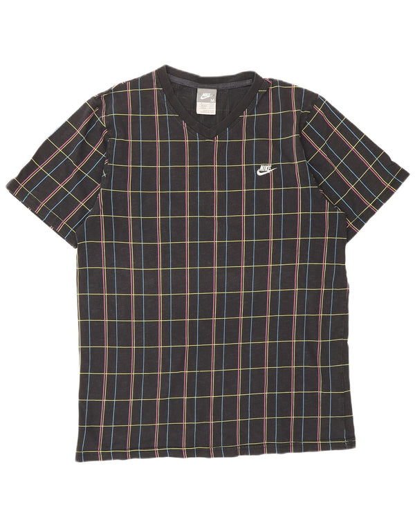 NIKE Camiseta para Hombre Top UK 39/40 Medium Black Check Cotton