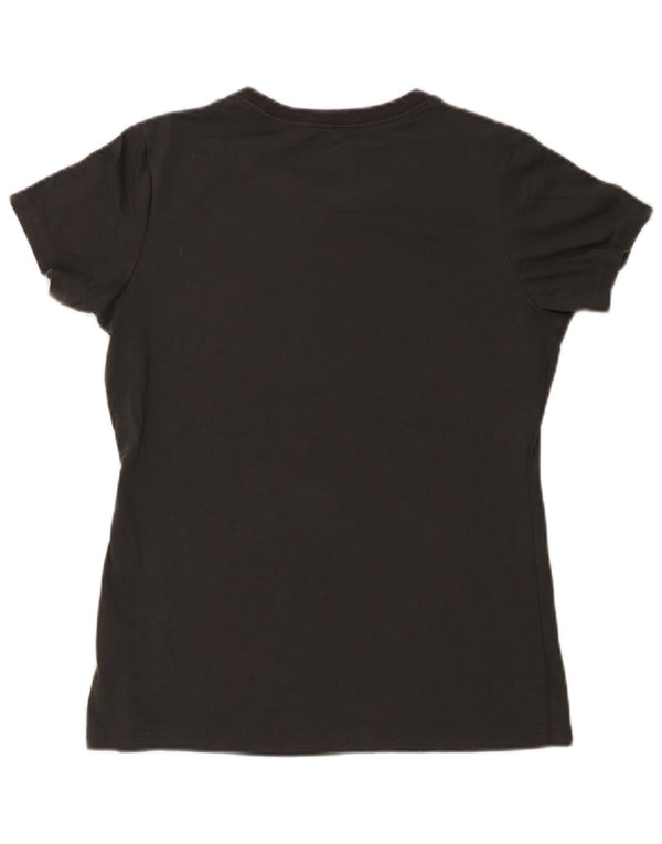 NIKE Womens Dri Fit Slim Fit Graphic T-Shirt Top UK 14 Large Black Cotton