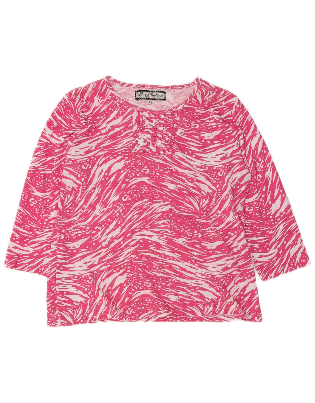 PACO BOUTIQUE Top con estampado abstracto para mujer, manga 3/4, UK 44, grande, rosa