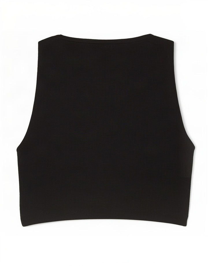 Zara Mujer Crop Vest Top UK 8 Small Negro