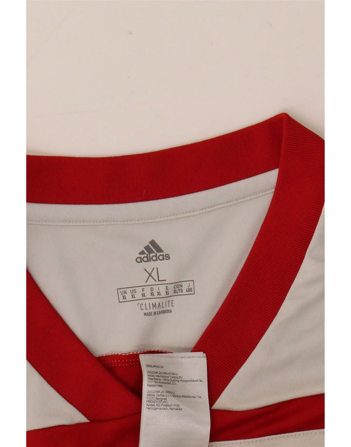 Adidas Hombre Climalite Camiseta Top XL Rojo Colorblock Poliéster