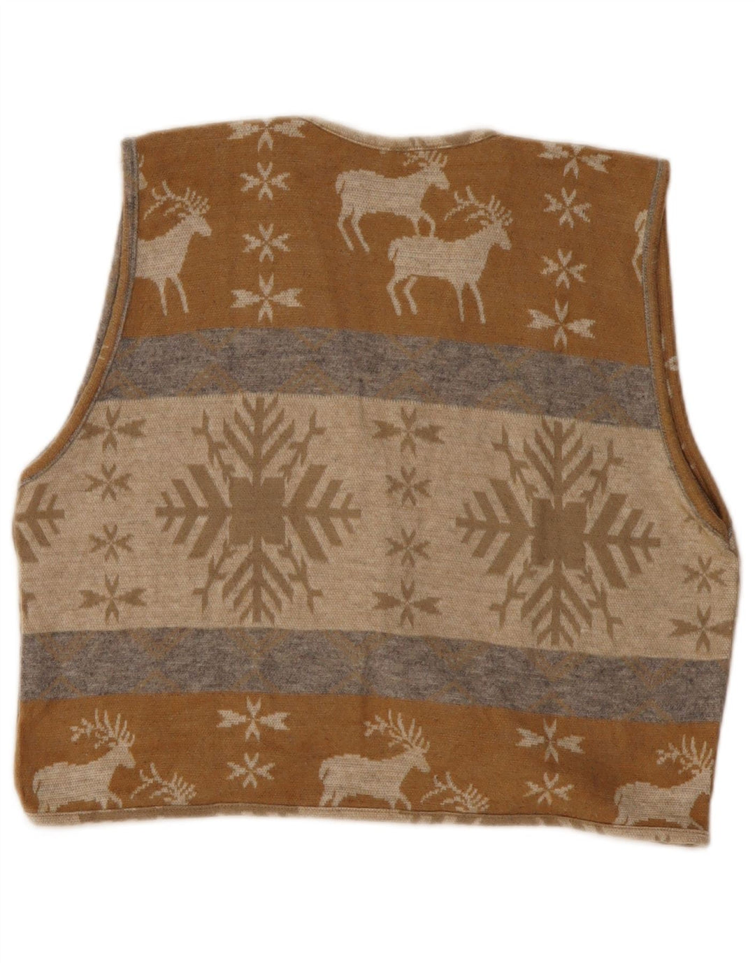 VINTAGE Mujer Crop Cardigan Suéter Reino Unido 14 Medio Beige Fair Isle