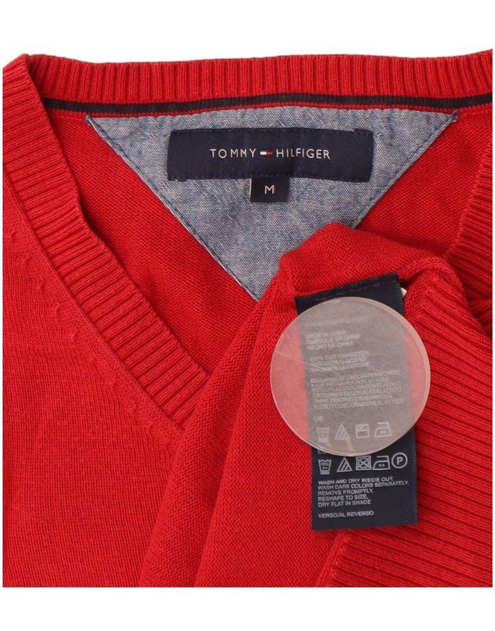 TOMMY HILFIGER Jersey con cuello en V para hombre Algodón rojo medio