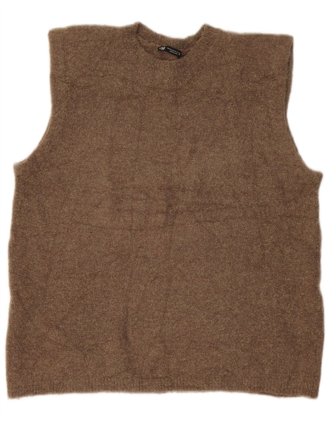 Zara Mujer Chaleco Tank Top UK 44 Medium Khaki Moteado Poliamida
