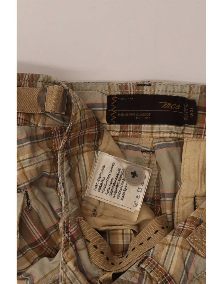 Marlboro Classics Shorts Cargo Para Hombre W31 Algodón A Cuadros Beige Medio