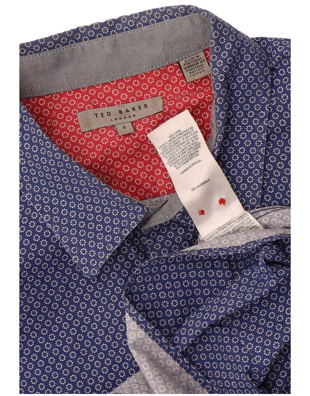 Ted Baker Camisa para hombre Talla 4 Grande Algodón con manchas azules