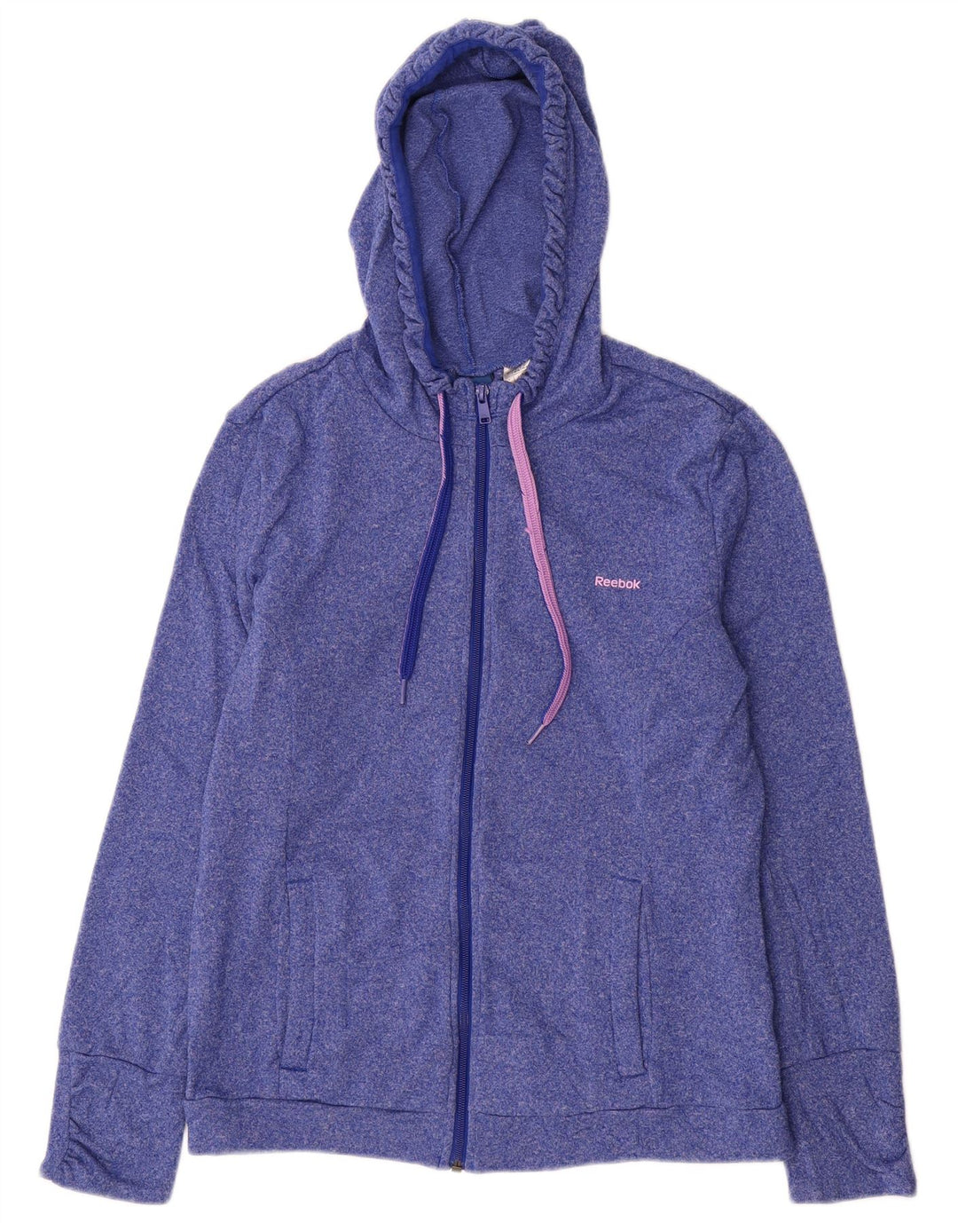 REEBOK Sudadera con capucha y cremallera para mujer UK 40/40 Grande Poliéster azul