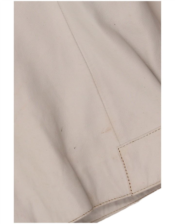 Arlen Ness Chaqueta motera de cuero para mujer UK 18 XL Cuero blanco roto