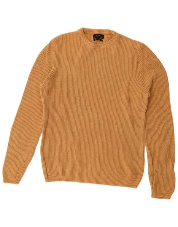 Zara Hombre Jersey Cuello Redondo Jersey Algodón Beige Medio