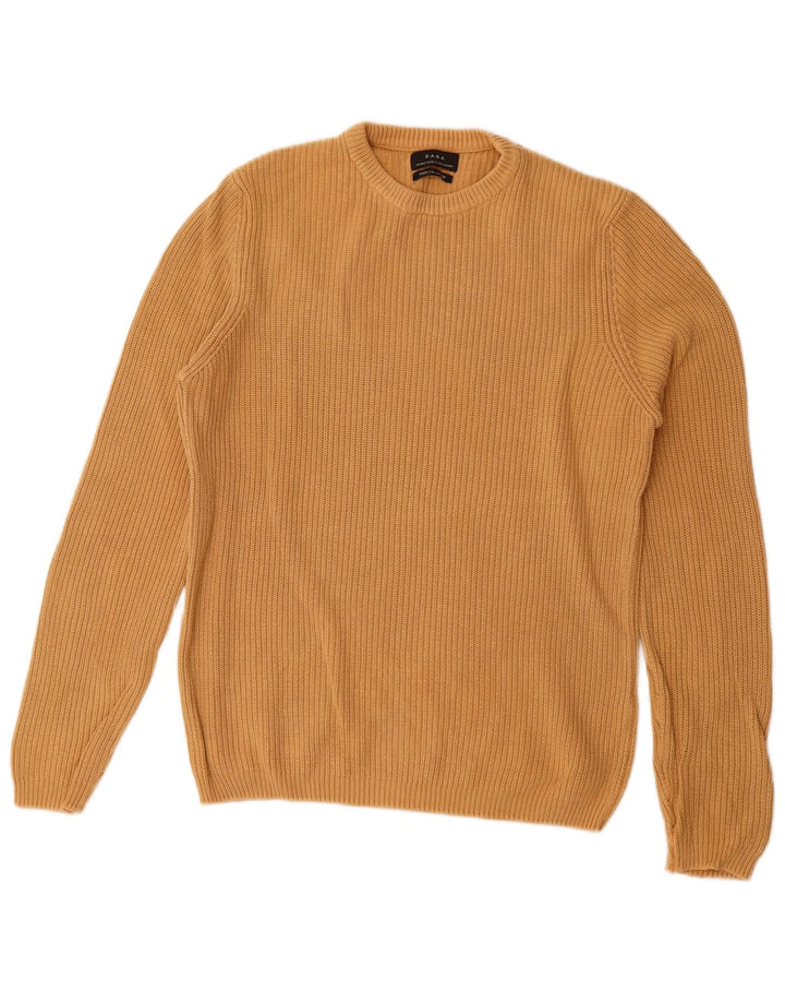 Zara Hombre Jersey Cuello Redondo Jersey Algodón Beige Medio