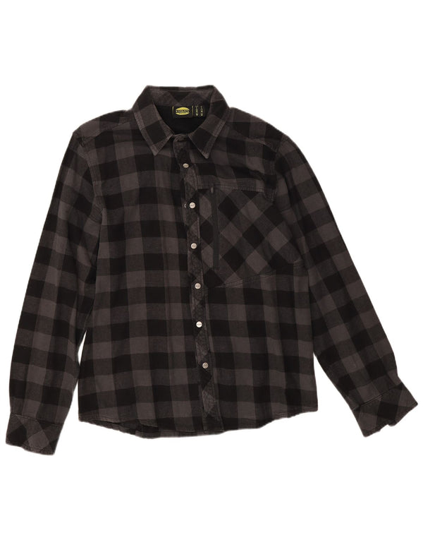 Diadora Camisa de franela para mujer ES 40 XL Algodón a cuadros gris