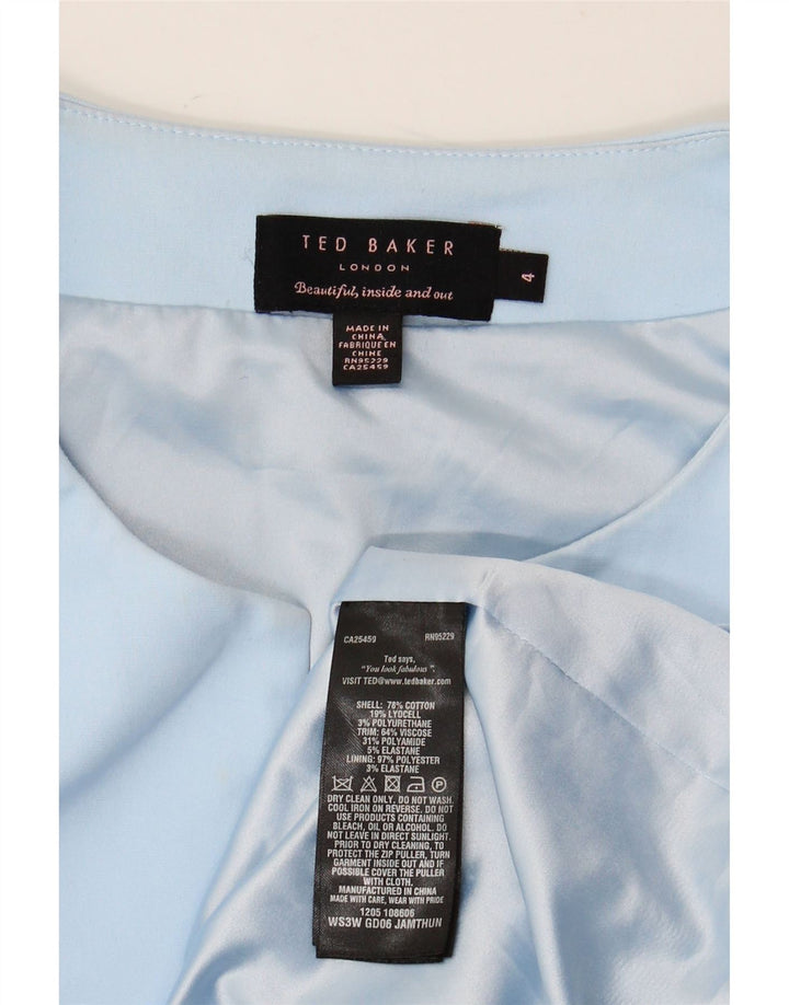 TED BAKER Vestido ajustado sin mangas para mujer Talla 4 Bloque de color azul grande