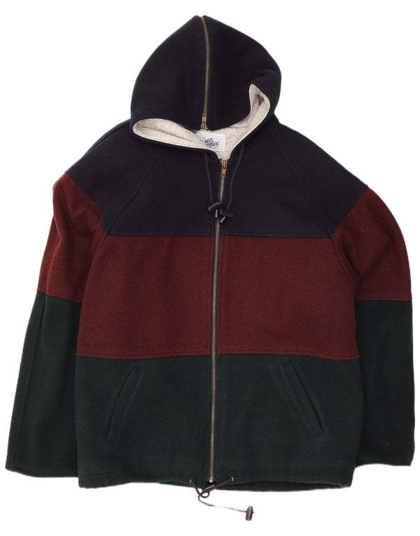 Vintage Mens Windbreaker Jacket UK 38 Medium Navy Blue Colourblock Acrylic