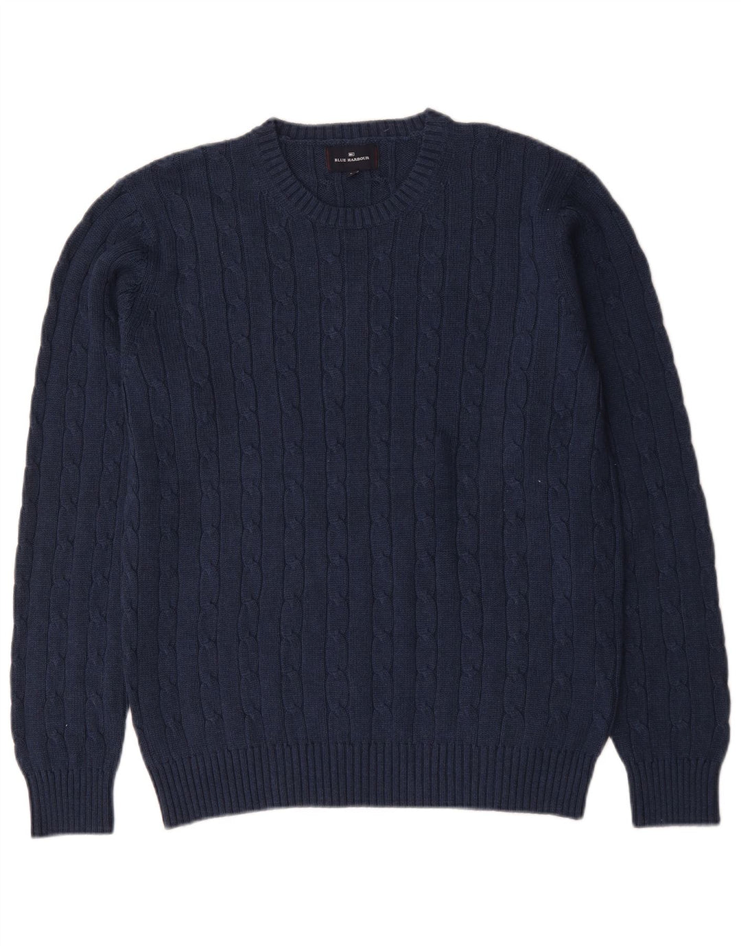Marks & Spencer Jersey de cuello redondo azul Harbor para hombre, talla grande, azul marino