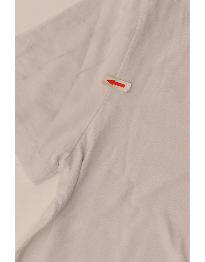 Zara Mujer Camiseta Top UK 44 Medio Blanco Algodón