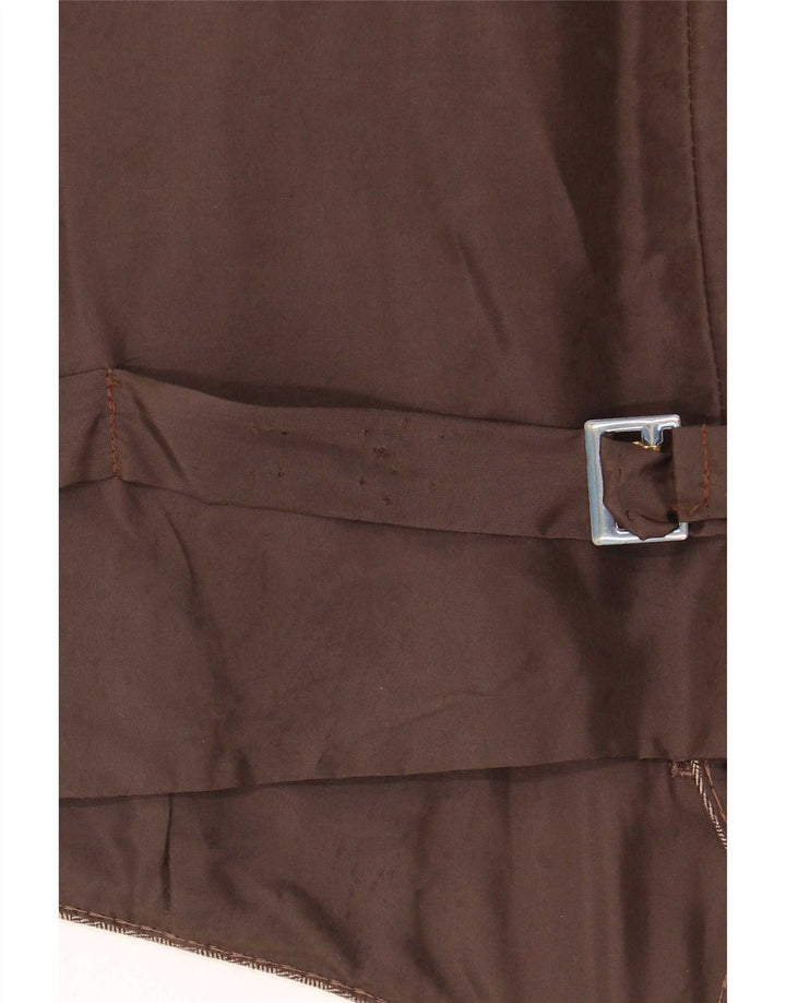 Chaleco vintage para hombre pequeño marrón espiga