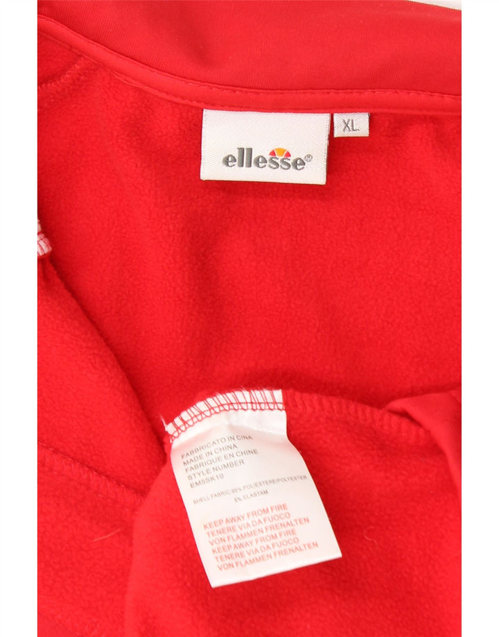 Ellesse Hombre Zip Neck Sudadera Jumper XL Rojo Colorblock Poliéster