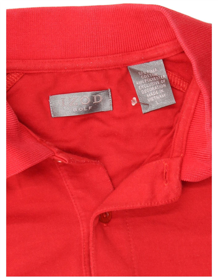 IZOD Polo para hombre grande de algodón rojo