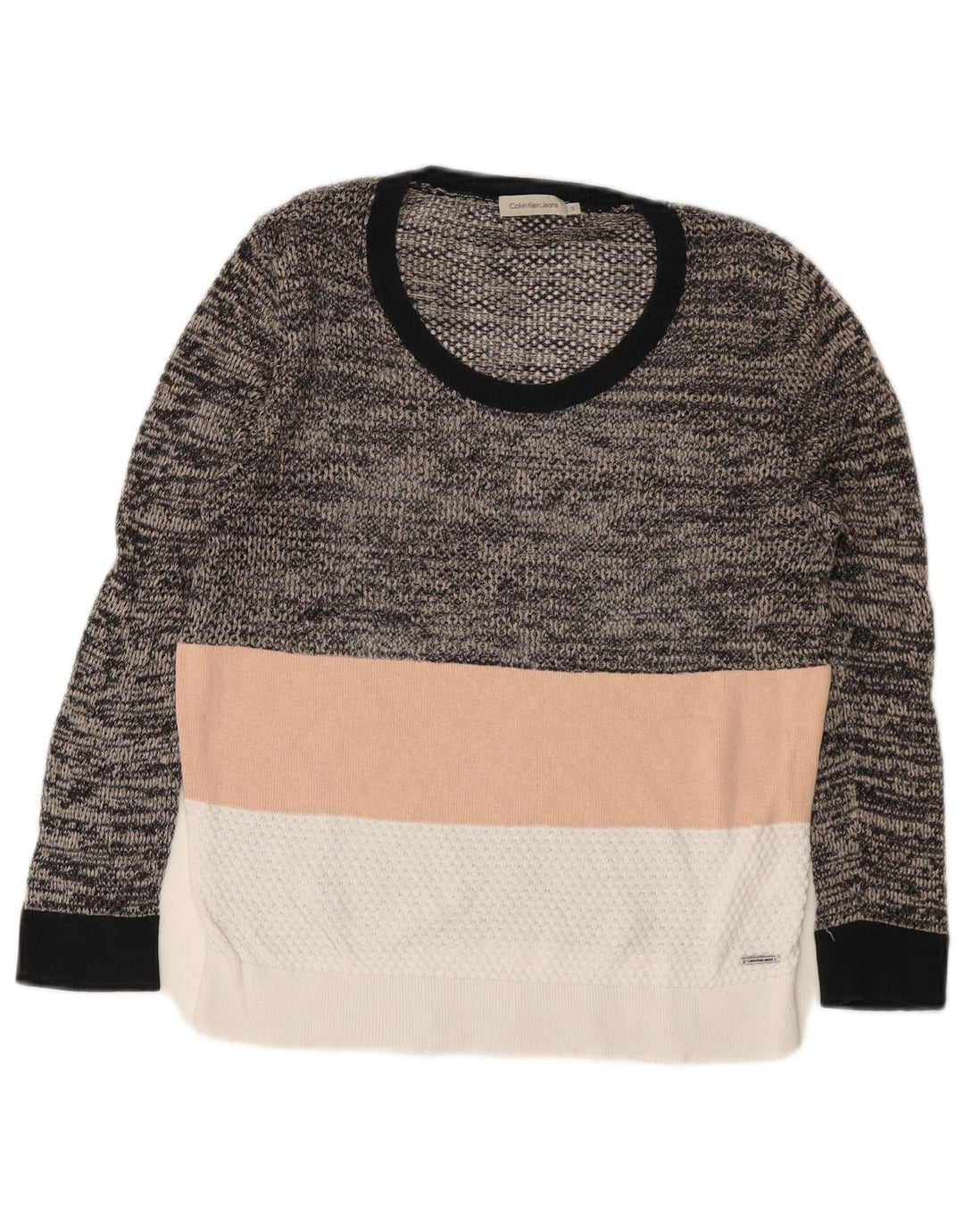 CALVIN KLEIN JEANS Suéter tipo jersey con cuello barco para mujer UK 10 Small Grey